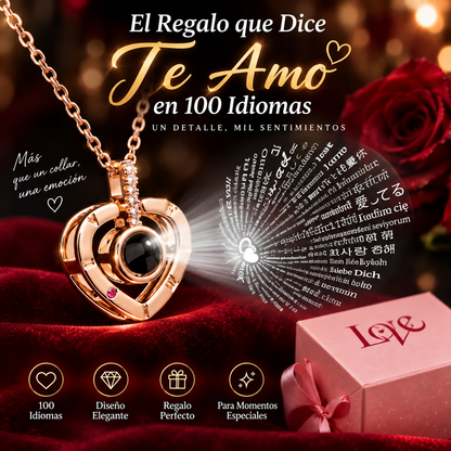 BOLA ROSA Y COLLAR DE CORAZON - TE AMO EN 100 IDIOMAS -