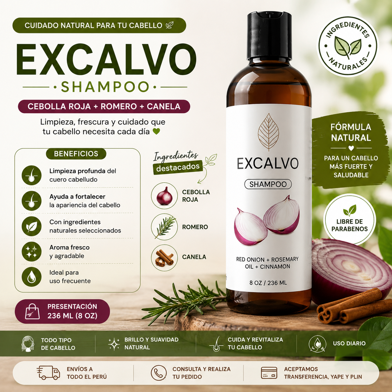 EXCALVO Shampoo – Fortalece y Nutre tu Cabello desde la Raíz 🌿
